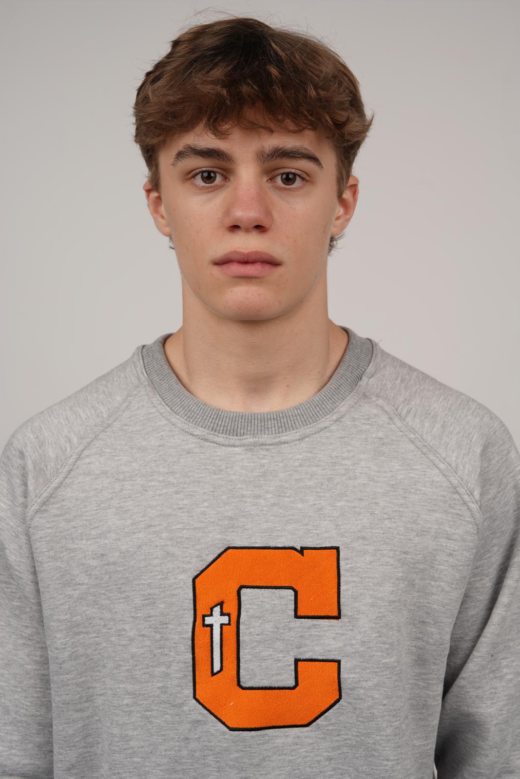Catholic Embroidered C Crewneck - Grey
