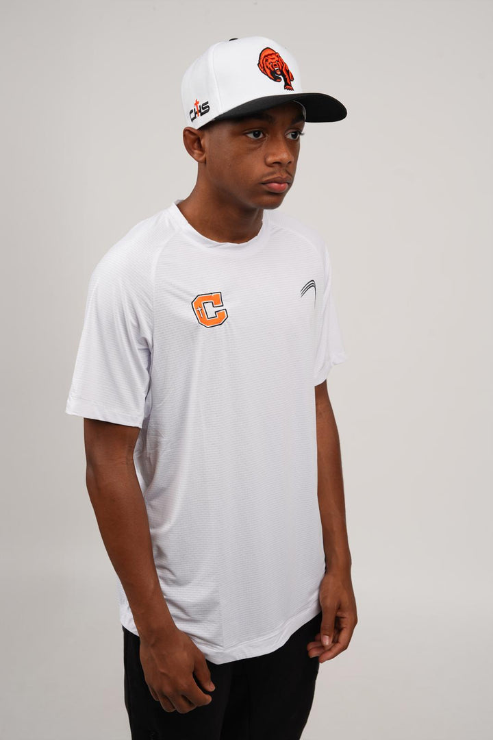 Catholic Embroidered Performance Shirt - White