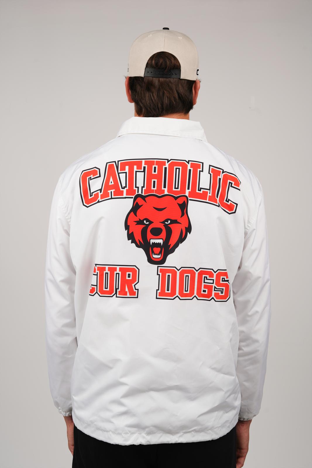 Catholic Retro Sideline Windbreaker - white