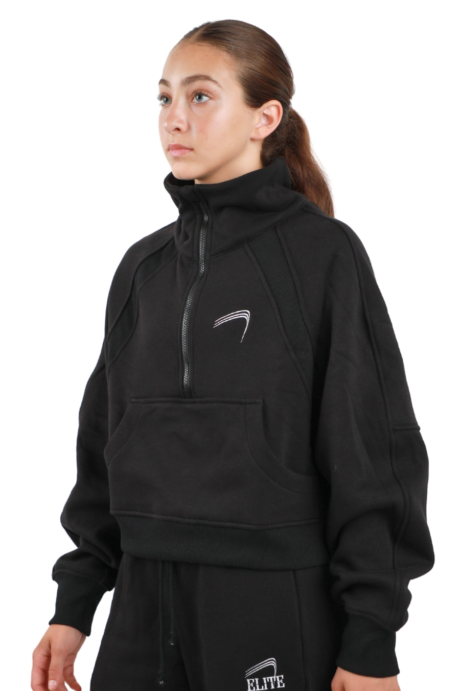 Elite 1/2 Zip Cropped Fleece Pullover  - Women's - Black