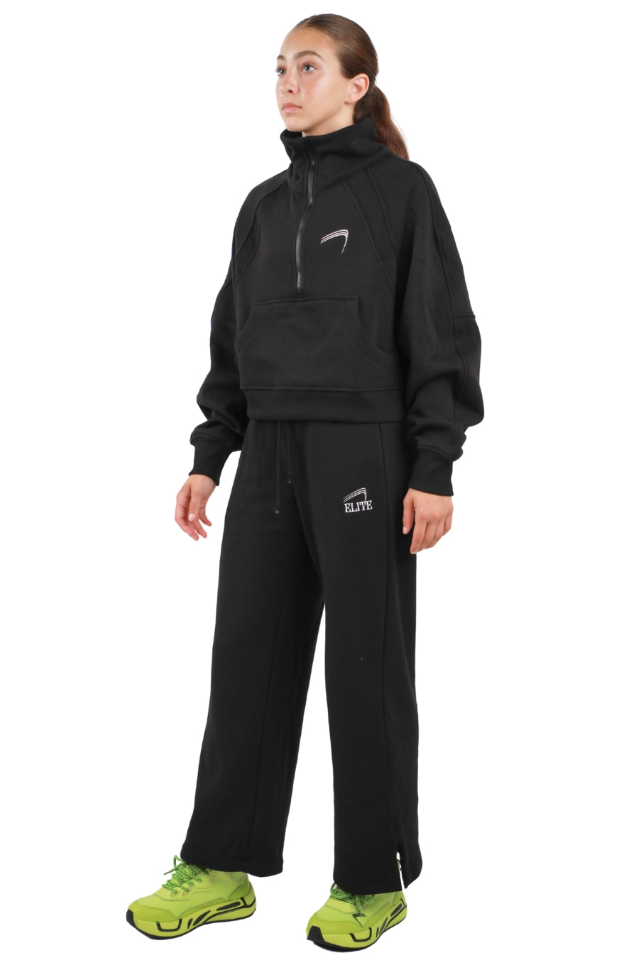 Elite Cropped Pullover Fleece Set - Women's - Black