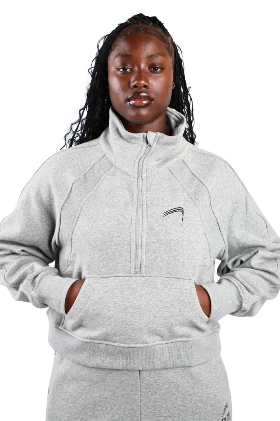 Elite 1/2 Zip Cropped Fleece Pullover  - Women's - Grey