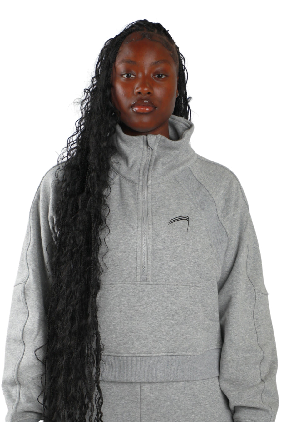 Elite Cropped Pullover Fleece Set - Women's - Grey