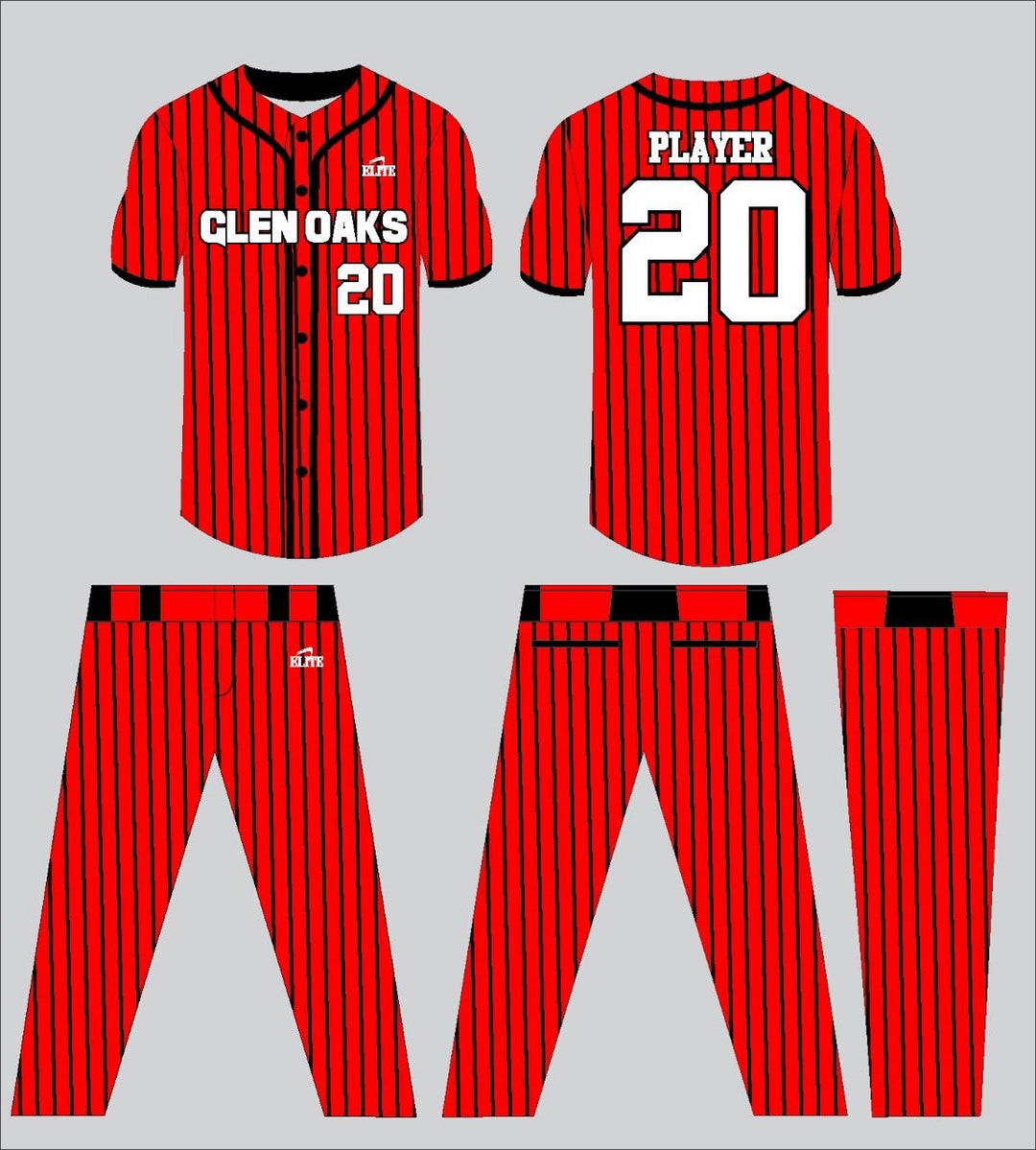 GLEN OAKS BASEBALL - Red Baseball Uniform