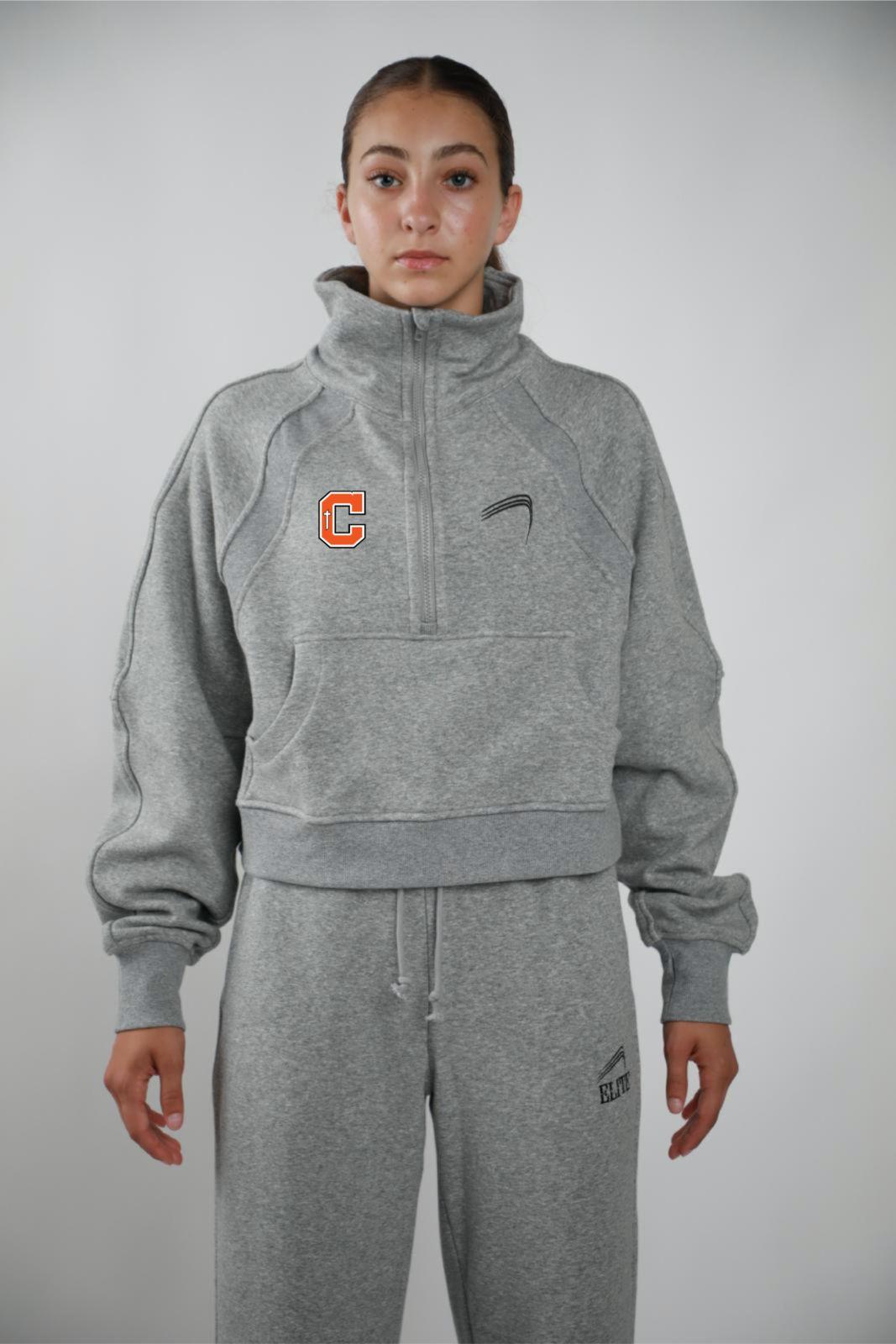 Catholic Elite Cropped Pullover Fleece Set - Women's - Grey