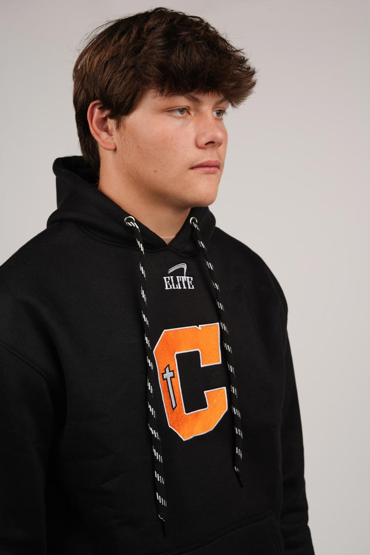 Catholic Embroidered C Hoody - Black