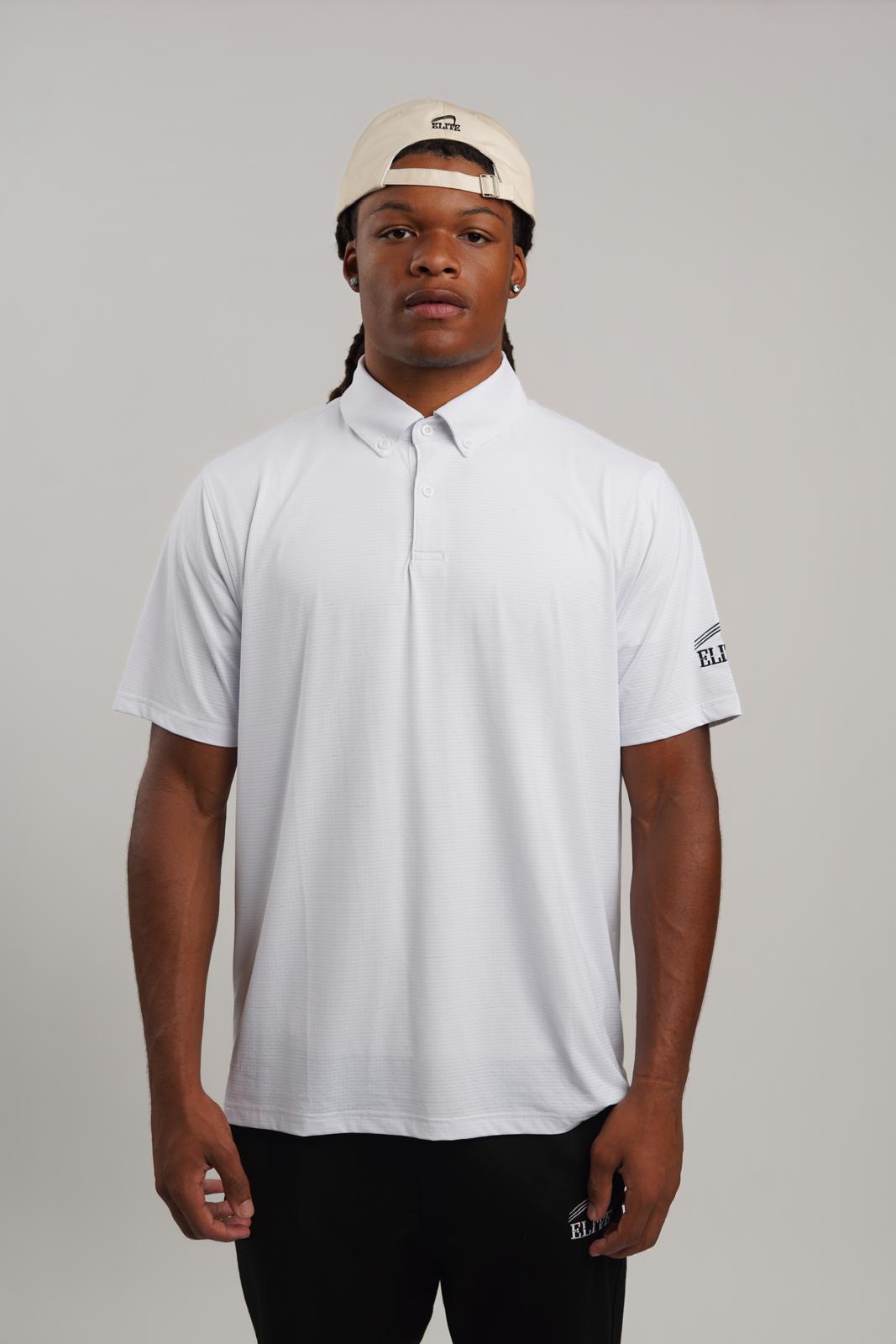 Elite Four Button Polo - White
