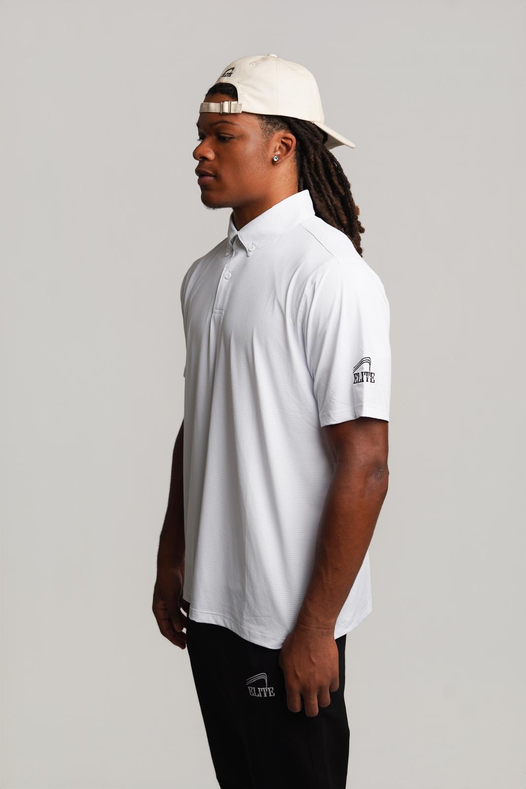 Elite Four Button Polo - White
