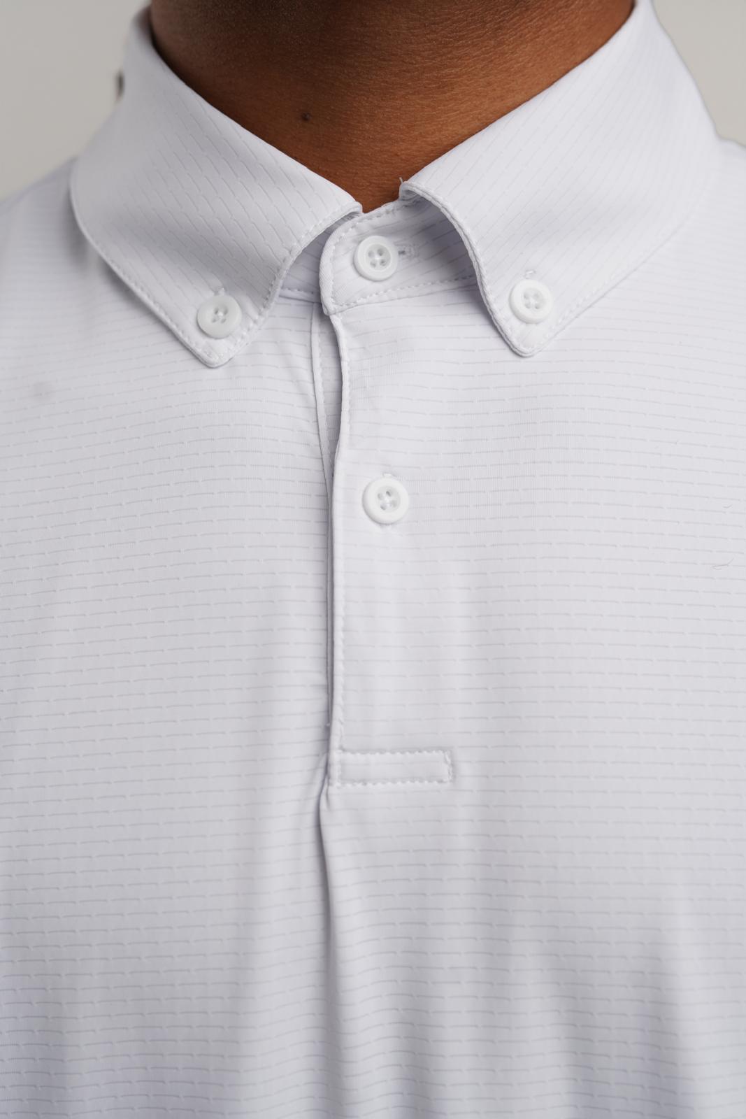 Elite Four Button Polo - White