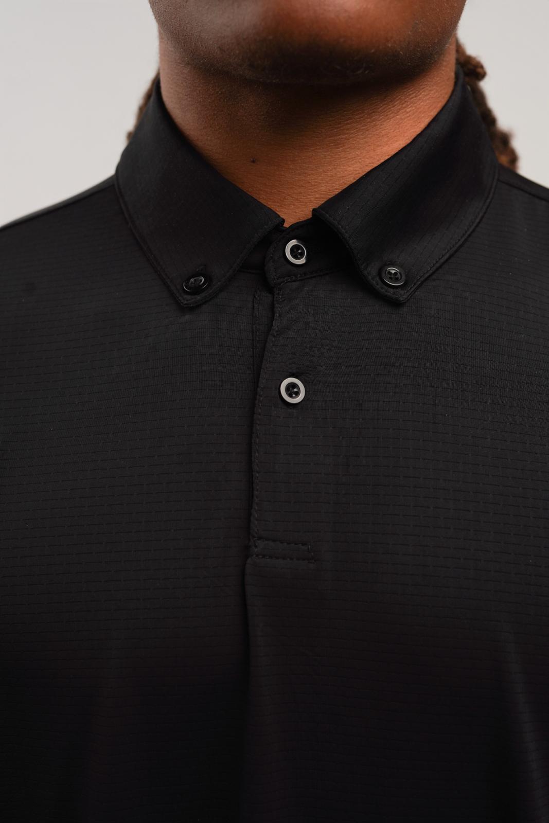 Elite Four Button Polo - Black