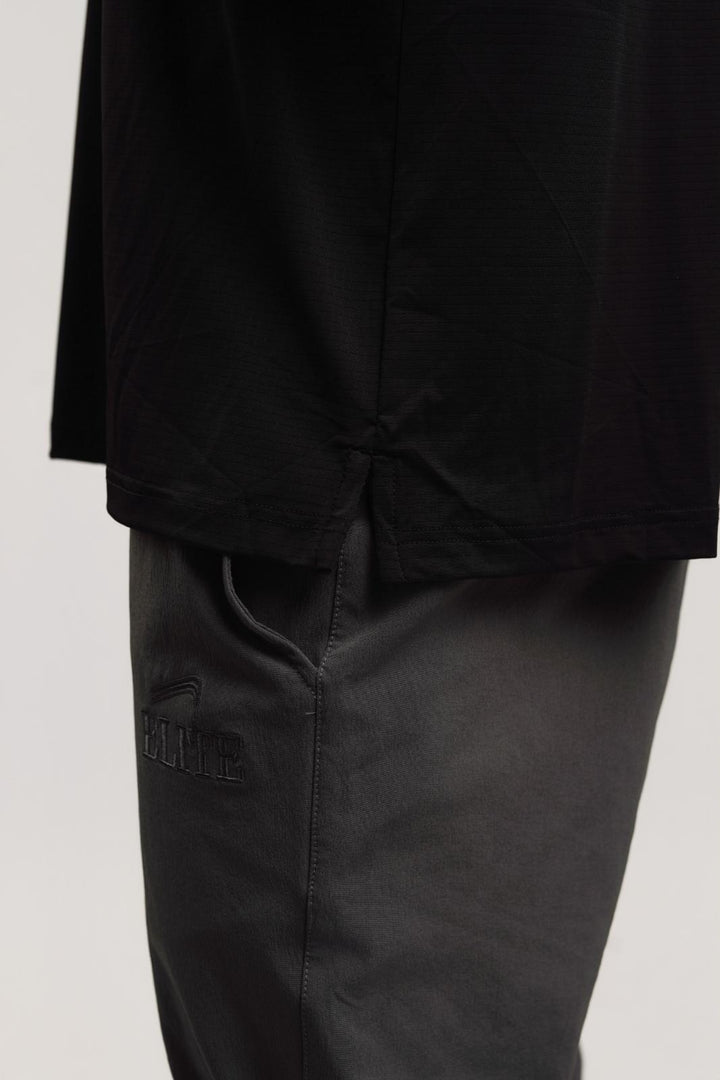 Elite Four Button Polo - Black