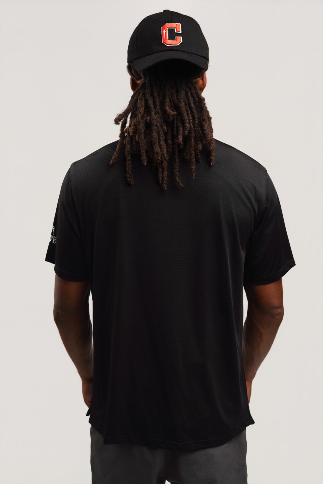 Elite Four Button Polo - Black