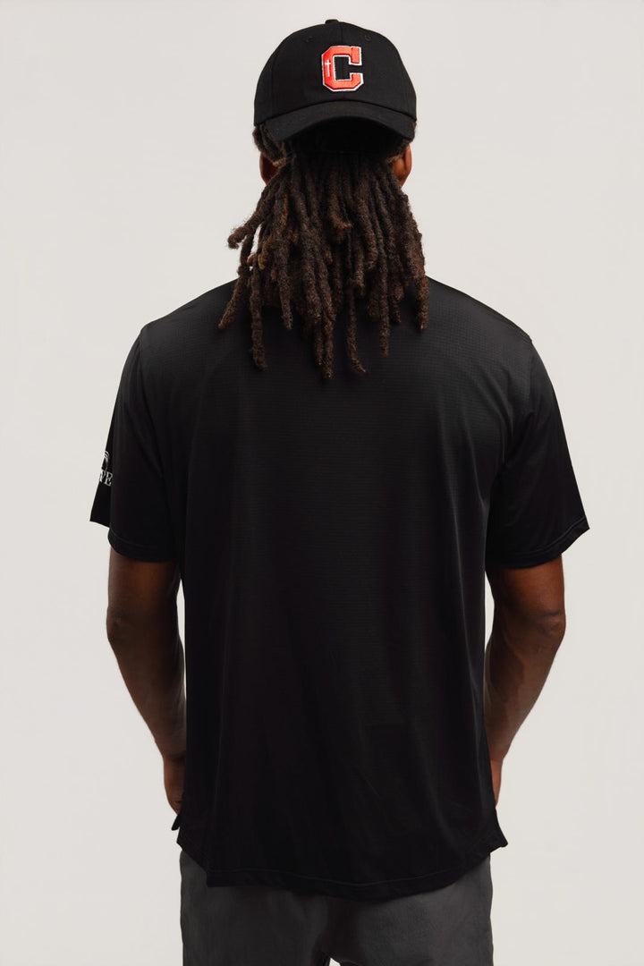 Elite Four Button Polo - Black