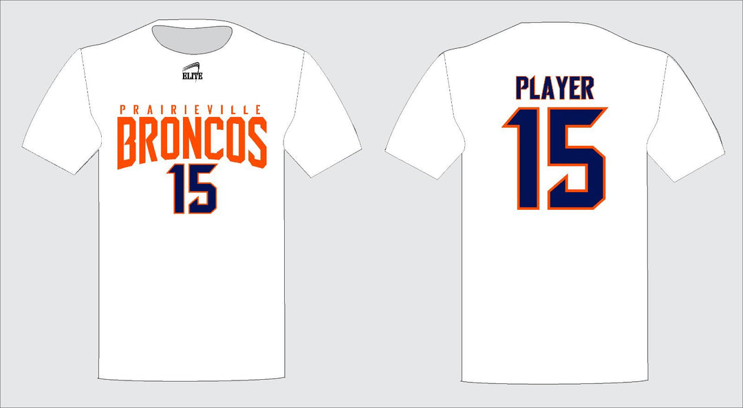 Prairieville Broncos Short Sleeve Shirt - White