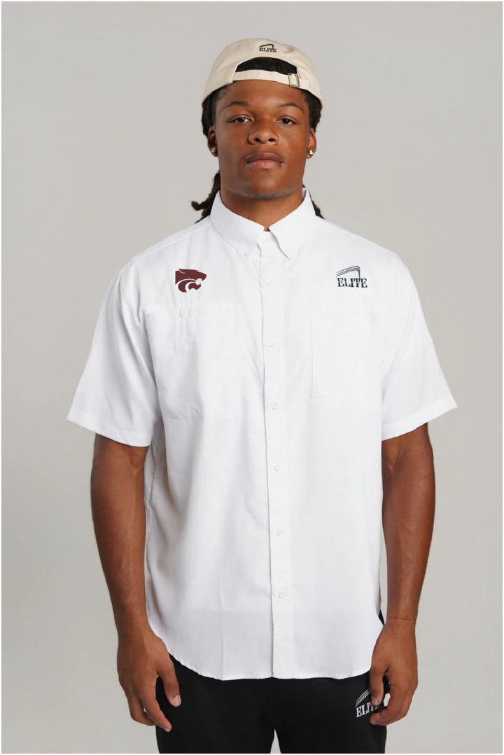 Central Wildcats Full Button Polo - White