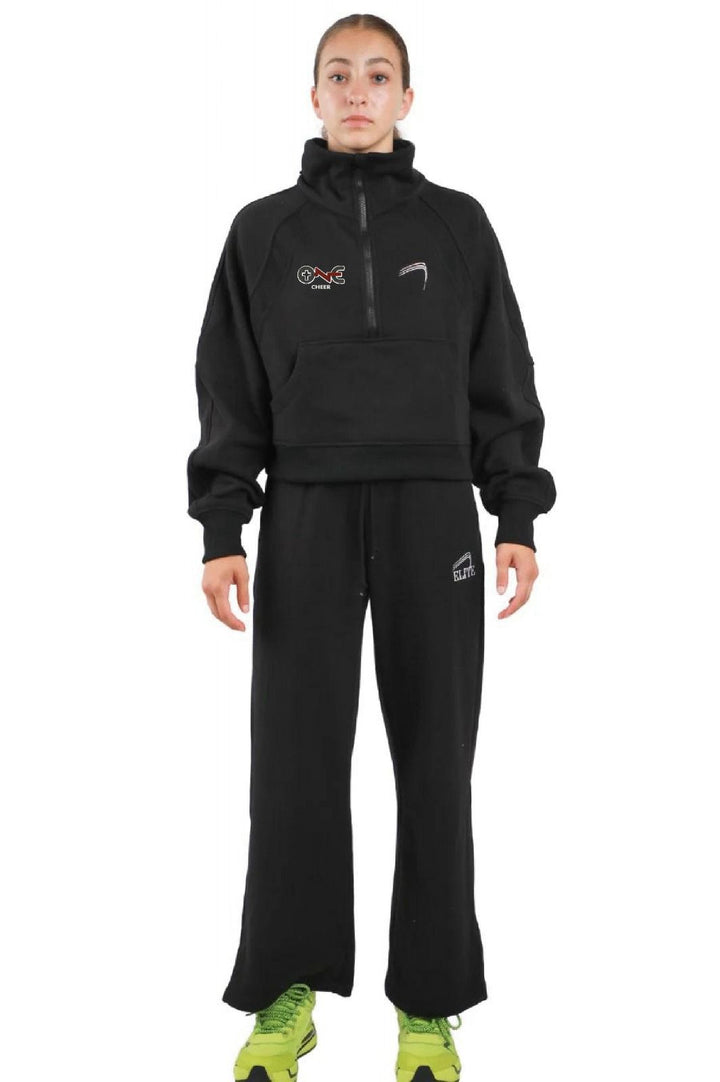OCC Cheer Cropped Fleece Pullover Set - Black
