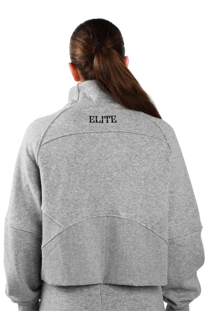 OCC Cheer 1/2 Zipped Cropped Fleece Pullover- Grey