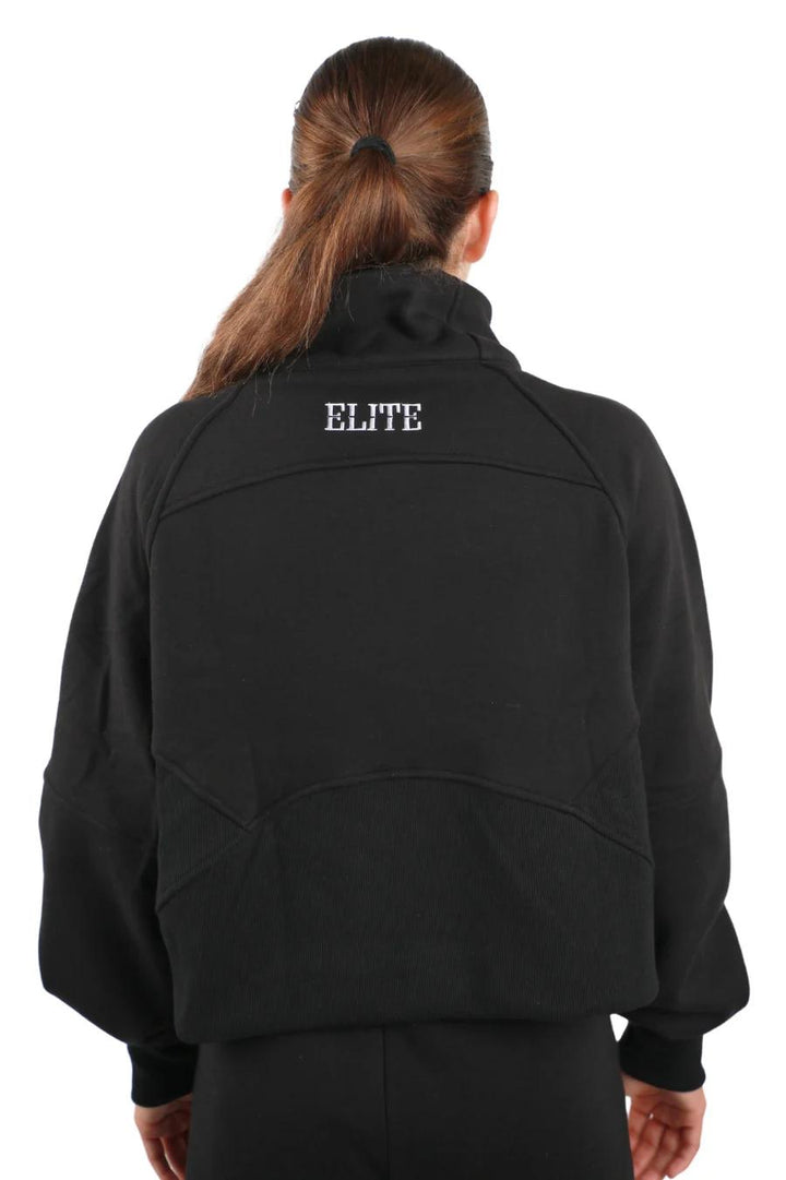 OCC Cheer 1/2 Zipped Cropped Fleece Pullover- Black