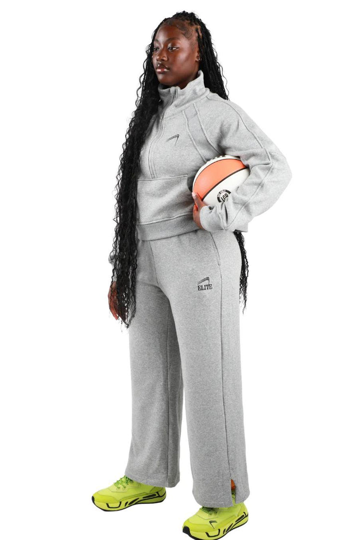 OCC Cheer Cropped Fleece Pullover Set - Gray