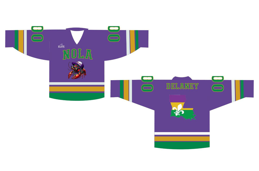 Youth Sublimated Mardi Gras Hockey Jersey - Purple