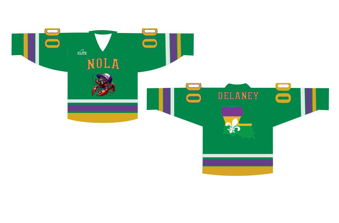Embroidered Mardi Gras Hockey Jersey - Green