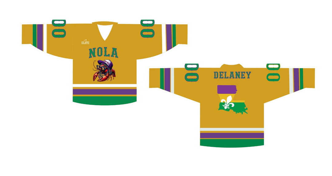Youth Sublimated Mardi Gras Hockey Jersey - Yellow