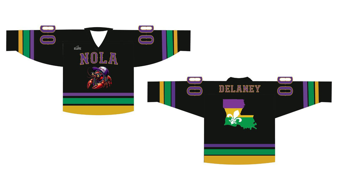 Youth Sublimated Mardi Gras Hockey Jersey - Black