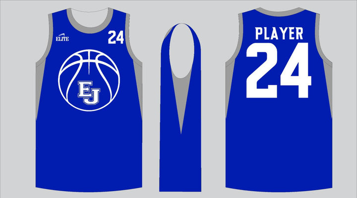 East Jefferson Basketball Reversible Practice Top Grey/Royal With Grey Shorts