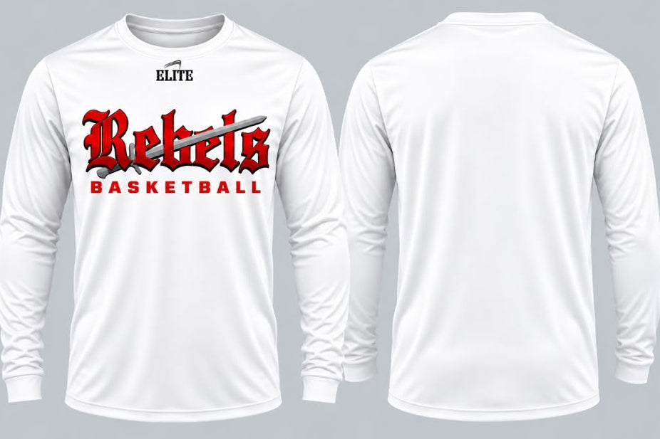 Rebels Basketball Dri Fit Long Sleeve Shirts - White