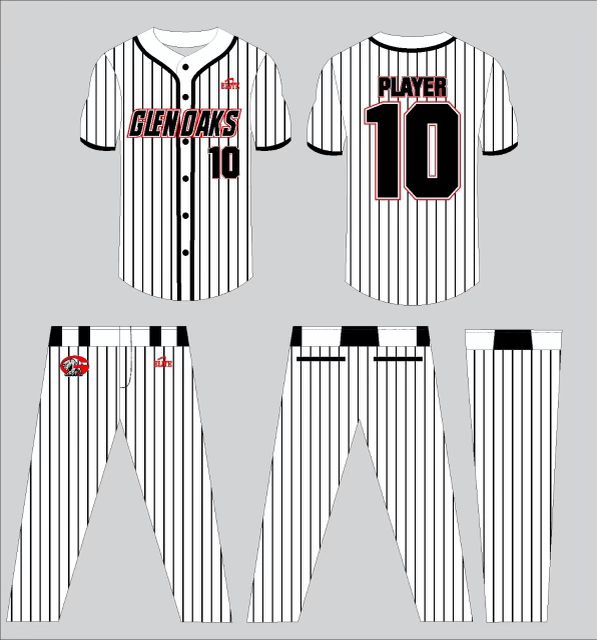 GLEN OAKS BASEBALL STORE - White Baseball Uniform