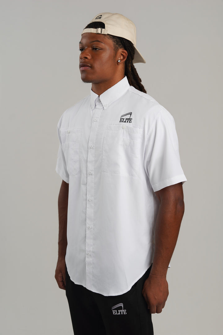 Central Wildcats Full Button Polo - White