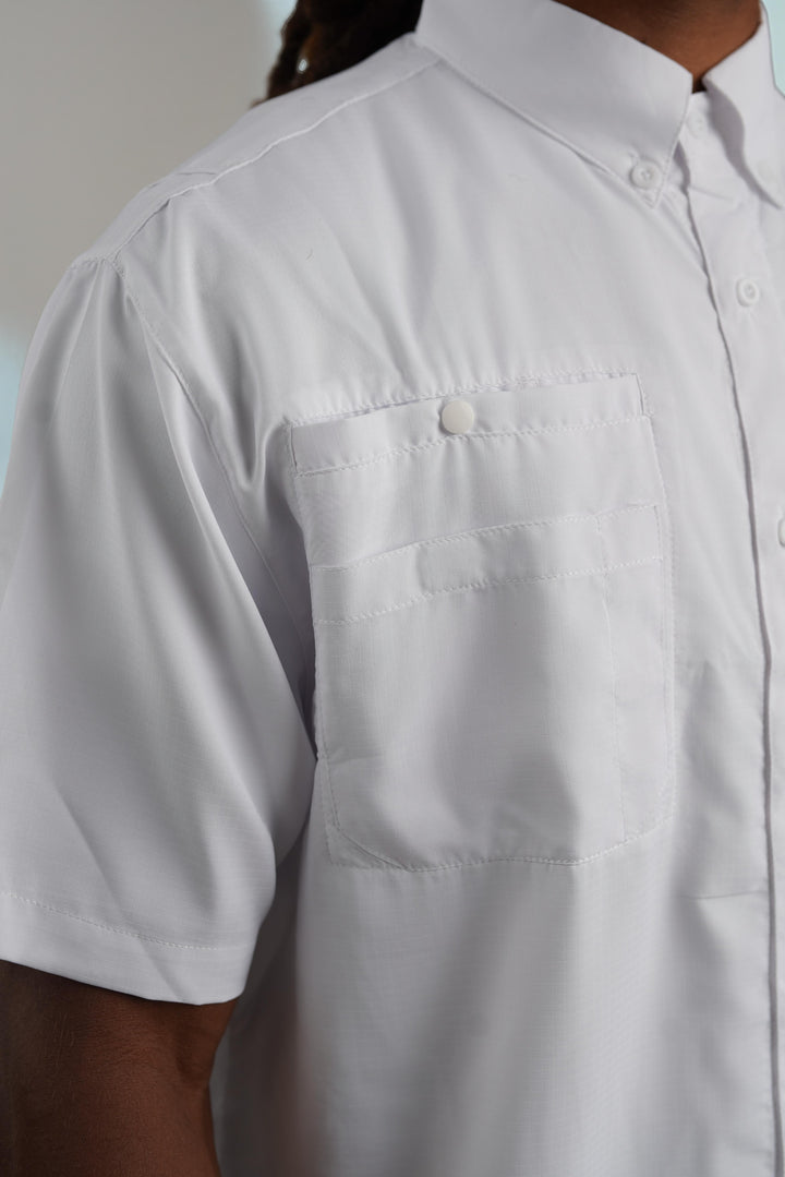 Central Wildcats Full Button Polo - White