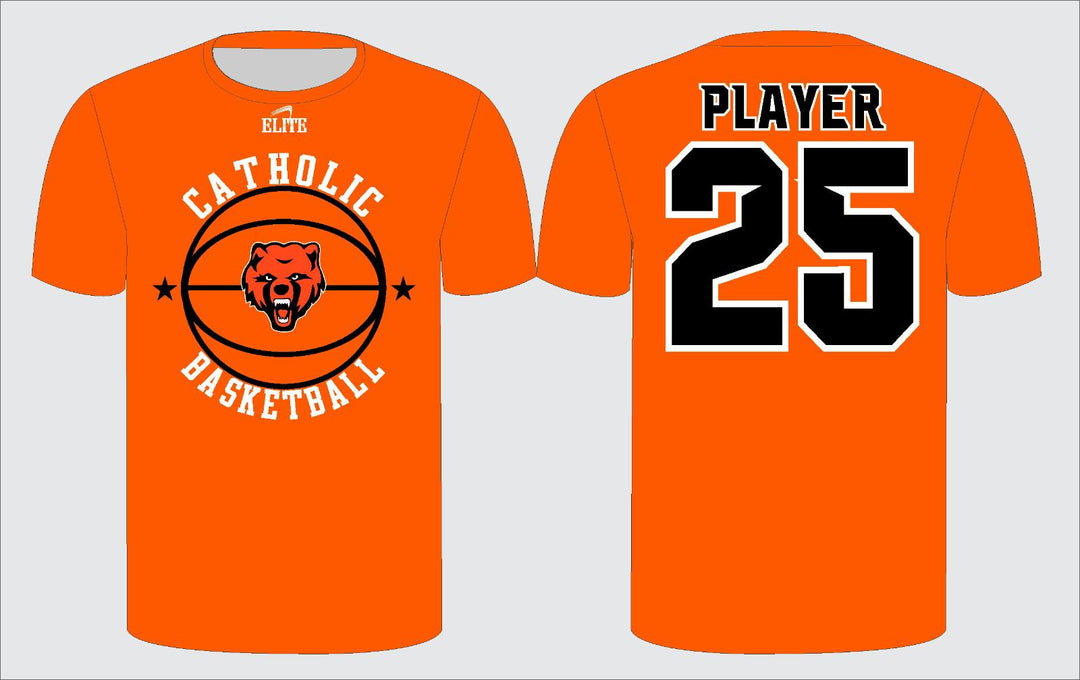 Catholic High Bears Basketball T-shirt - Orange ( Bear Logo )