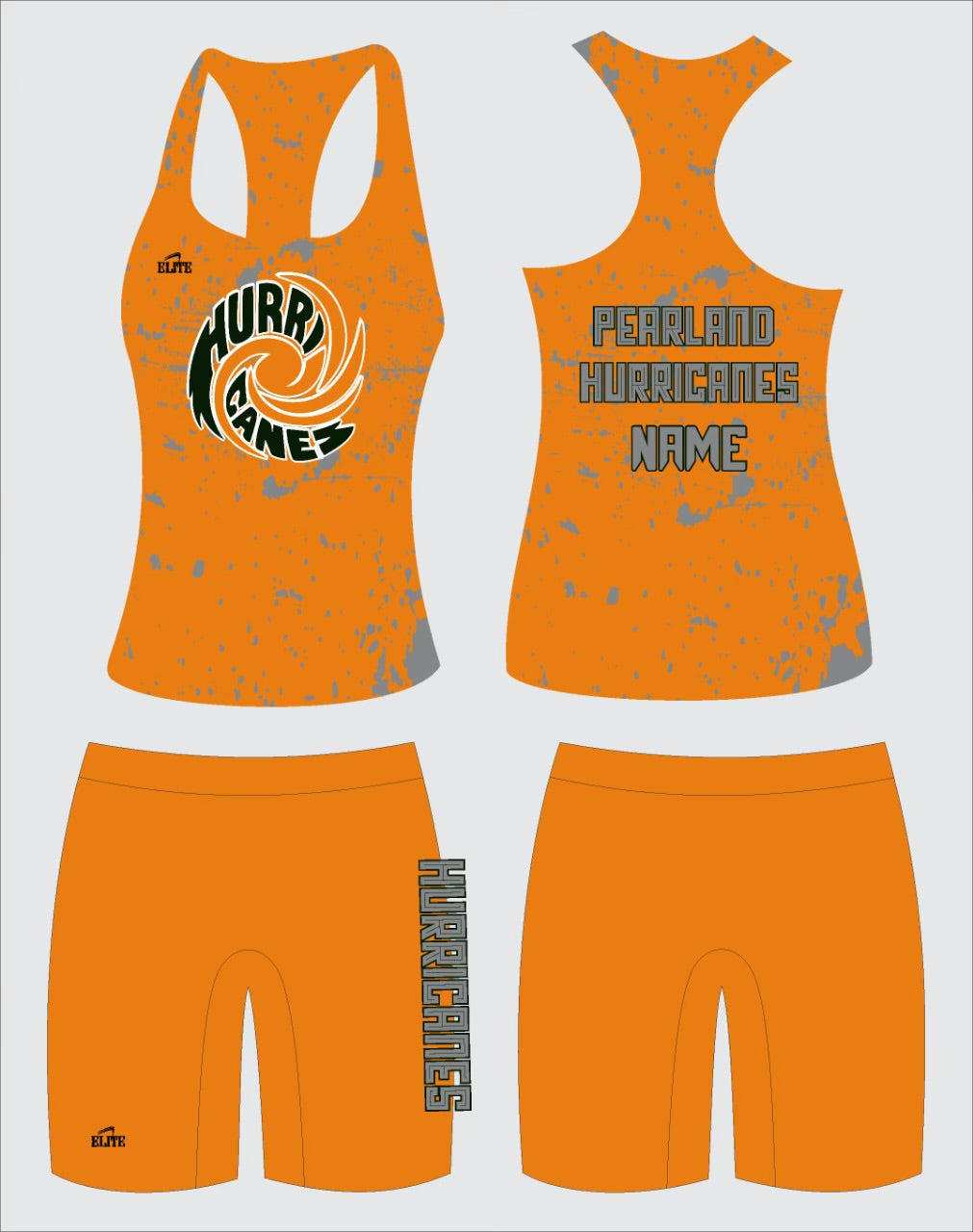 Pearland Hurricane - Women's Biker Set - Orange - Gray with Logo