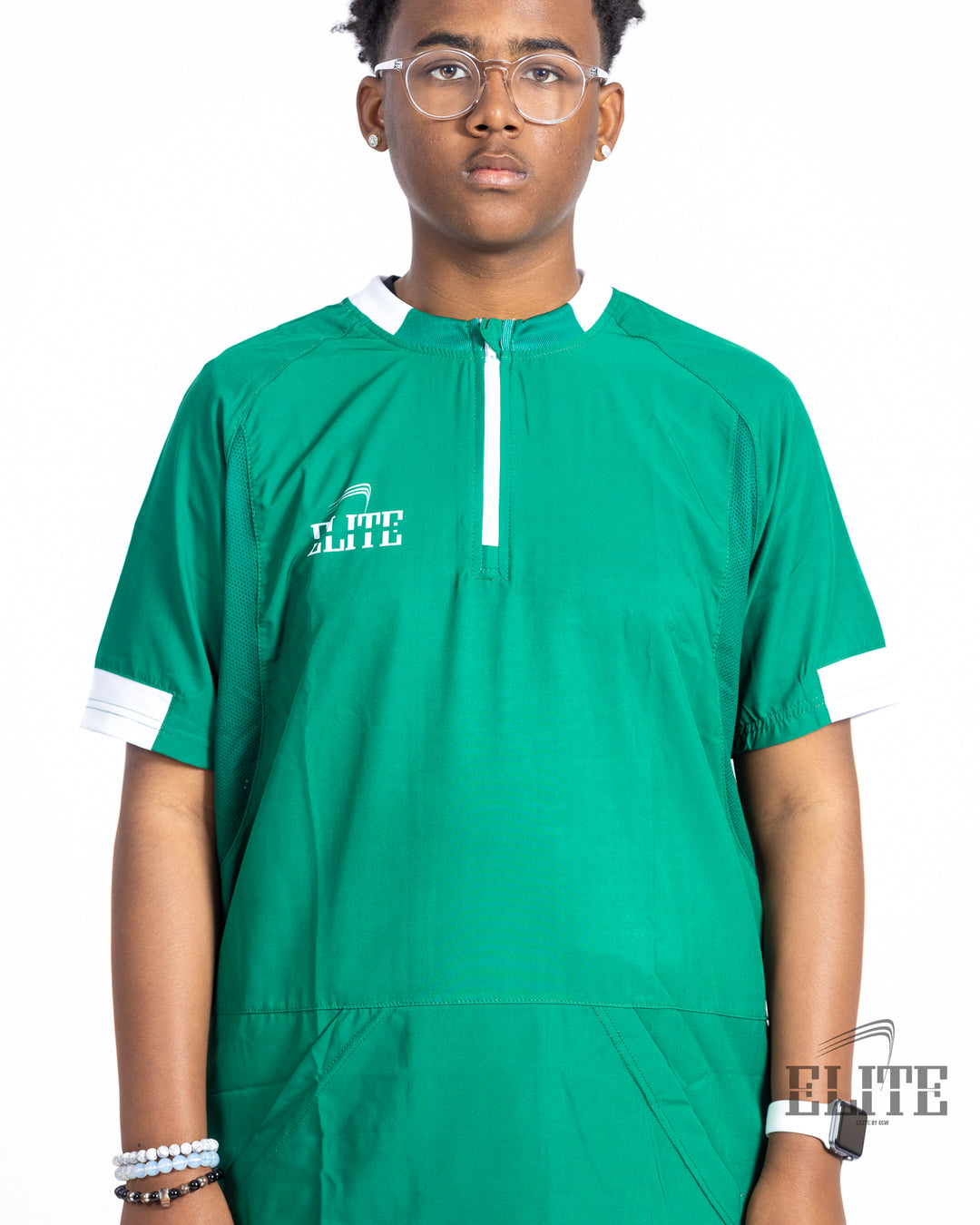 Elite - Micro Color Half Zip Pullover - Short Sleeve - Green