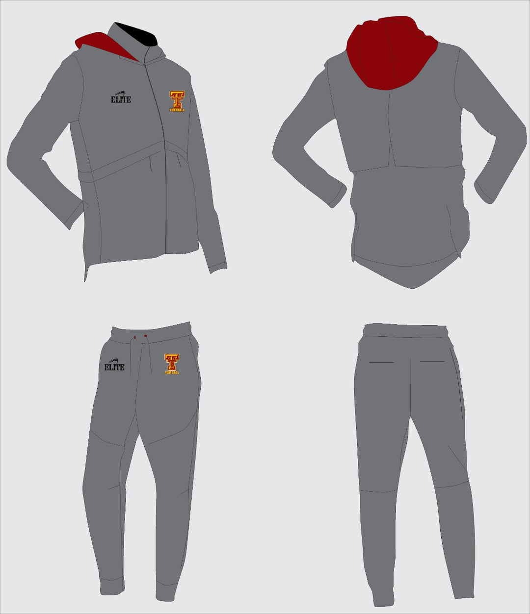 Tara Football -  Jacket and Pant Set - Gray