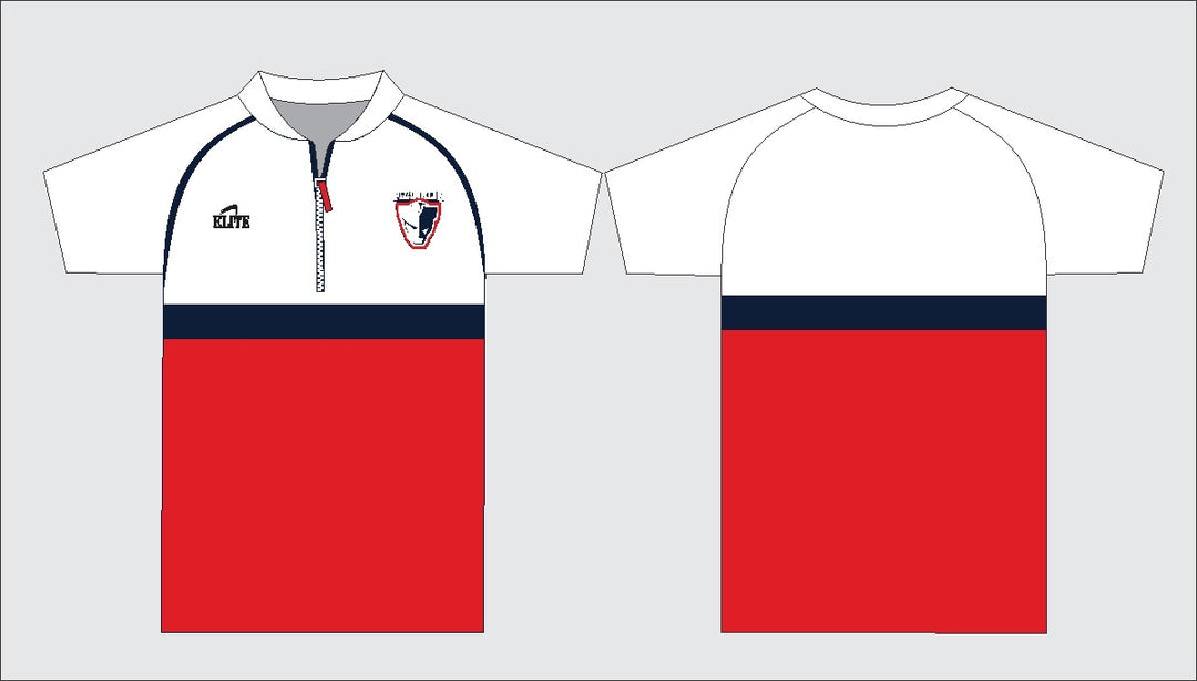 Franklin Parish - Short Sleeve Half Zip Shirt - White Red