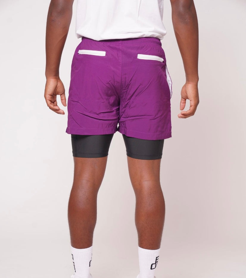 Elite Track Shorts with Tights - Purple