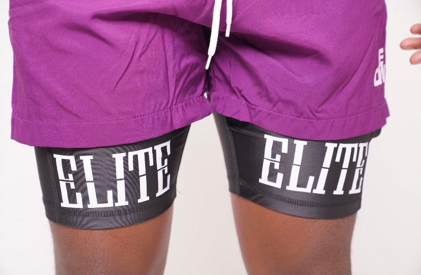 Elite Track Shorts with Tights - Purple