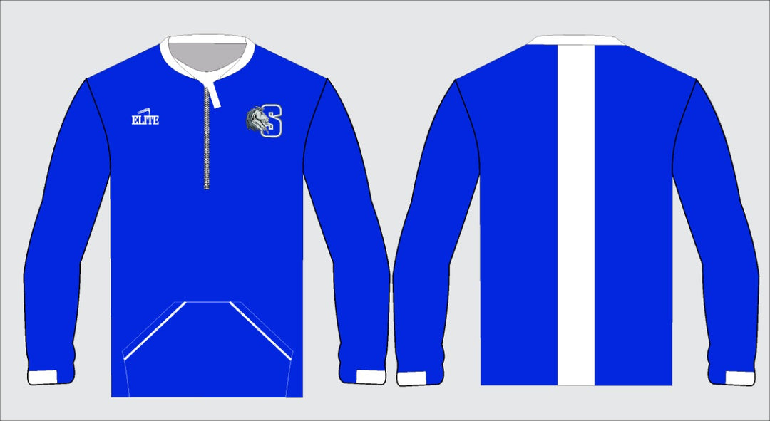 Scotlandville Middle - Micro Long Sleeve Pullover - Blue - White