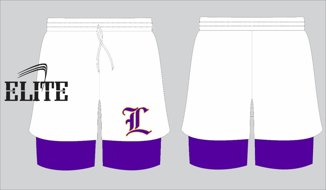 Elite Shorts + Compression Tights - White - Purple
