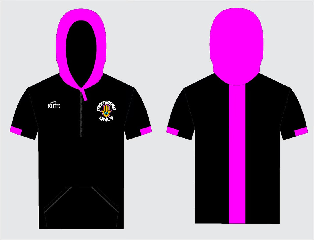 DC Members Team Shop - Short Sleeve Hoody - Black - Pink